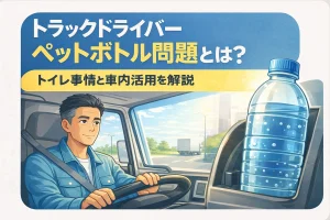 トラックドライバーのペットボトル問題とトイレ事情を解説するイメージ